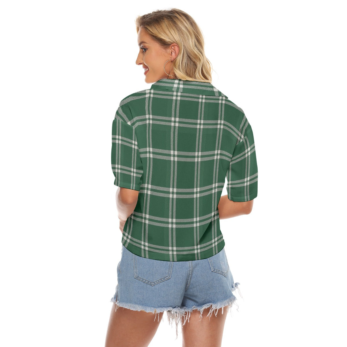 Urban Legend Michigan State Spartans Tartan Plaid Women's V-Neck Shirt – Green and White College Str
