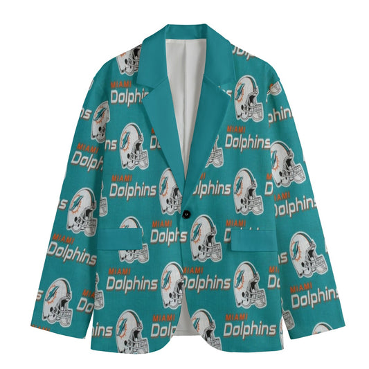 Miami Dolphins Suit Flat Lapel Collar Blazer