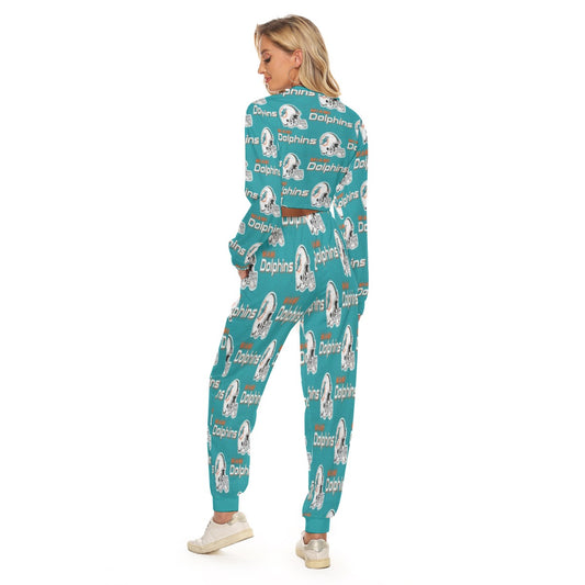 Miami Football Game Day All-Over Print Women's Crop Sweatshirt Suit