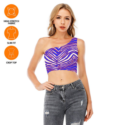 Buffalo Bills Zubaz Women's One-Shoulder Cropped Top