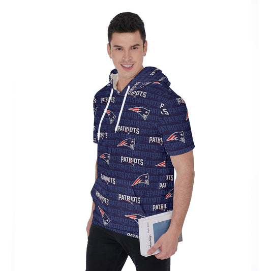 New England Football Game Day All-Over Print Men's Short Sleeve Hoodie T-Shirt