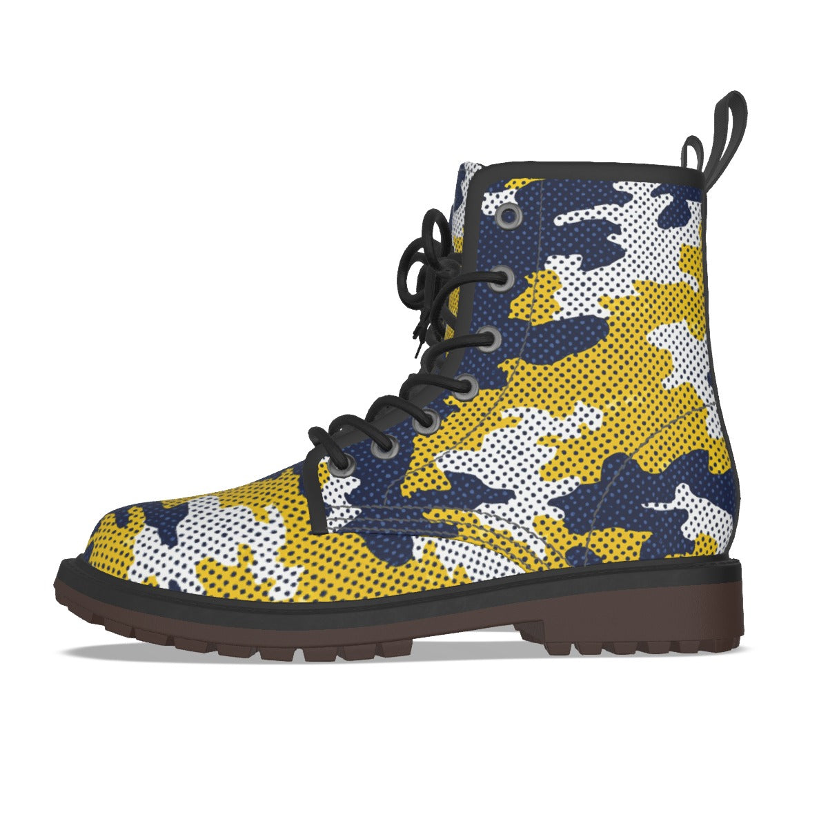 Urban Legend Michigan Maize and Blue Camo Martin Short Boots – Wolverines-Inspired Streetwear for Ga
