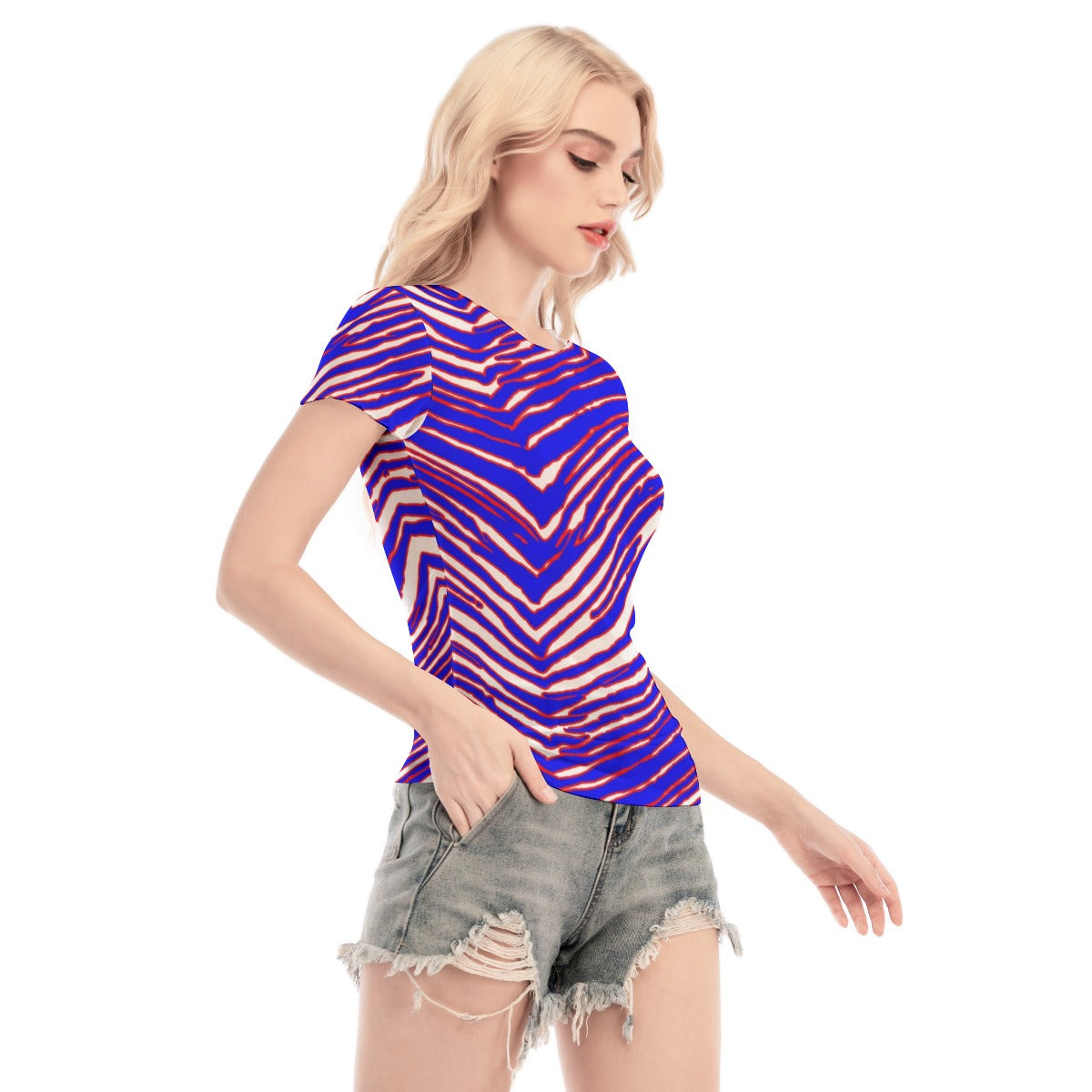 Buffalo Bills Zubaz Women's Short Sleeve Mesh Blouse