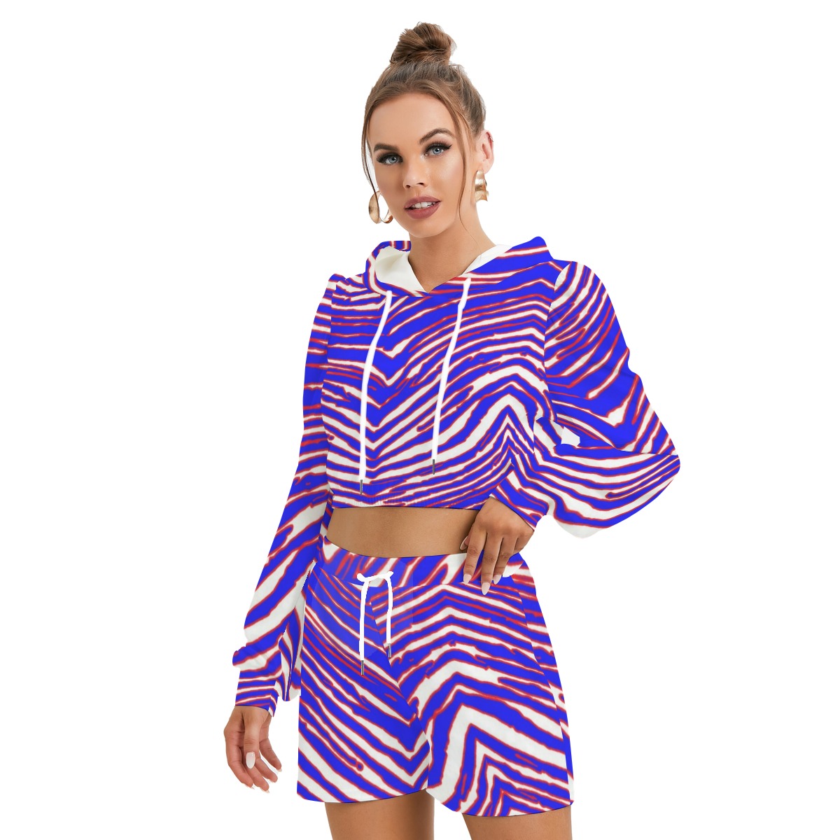 Buffalo Bills Zubaz Women's Mirco Fleece Hoodie And Shorts Set