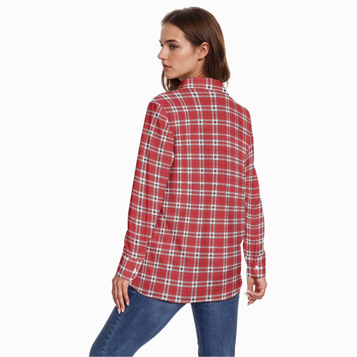 Houston Tartan Plaid Cougars Women's Comfort Shirt With Button|125GSM Cotton