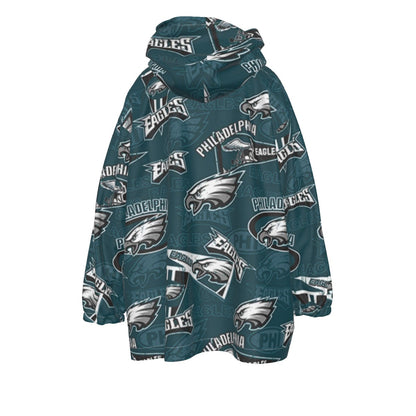 Philadelphia Football Game Day All-Over Print Kid's Sherpa Fleece Hoodie Blanket