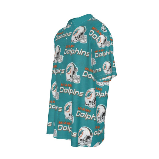 Miami Football Game Day All-Over Print Men's Imitation Silk Short-Sleeved Shirt
