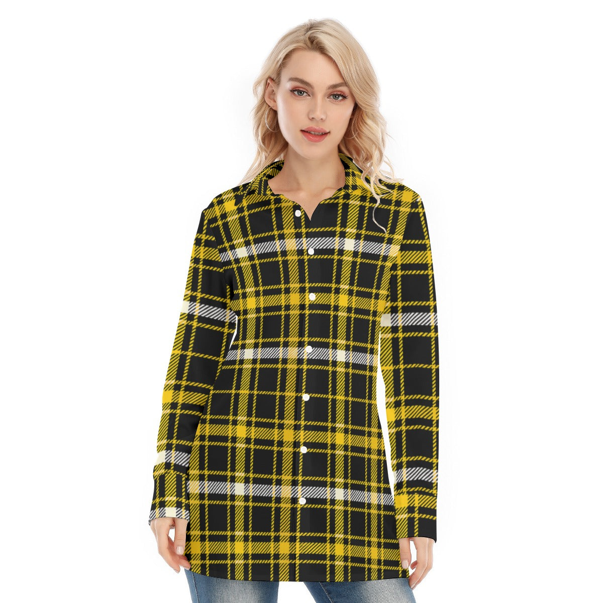 Missouri Tartan Plaid Tigers Women's Long Shirt |115GSM Cotton poplin