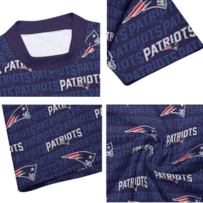 New England Football Game Day All-Over Print Men's Tight Surf Clothing With Half Sleeves