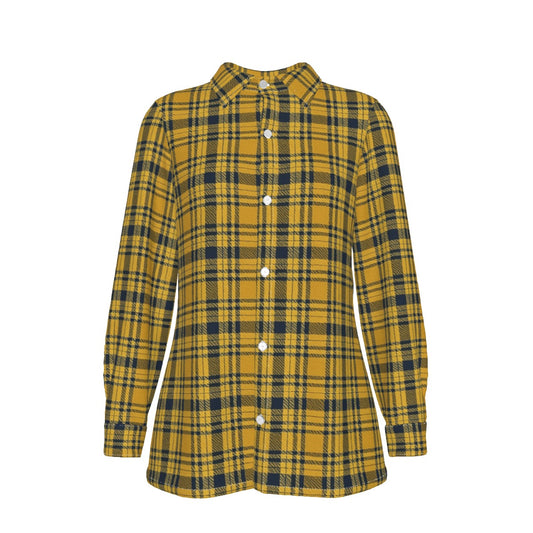 Georgia Yellow Jackets Tartan Plaid Women's Elastic-Back Shirt
