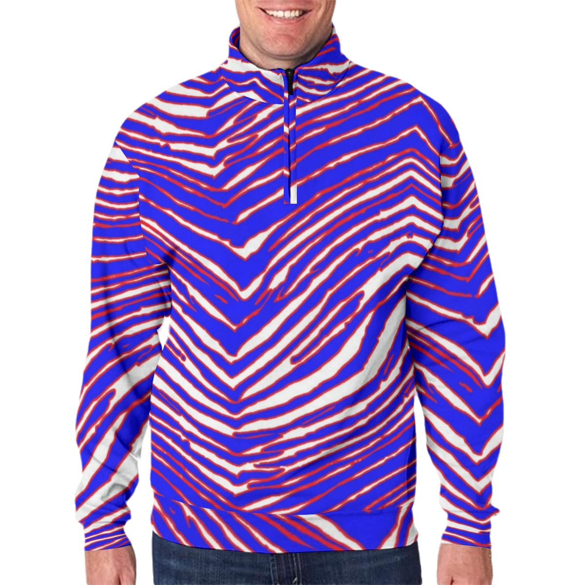 Buffalo Bills Zubaz Men's Hidden Half-Zip Placket Hoodie
