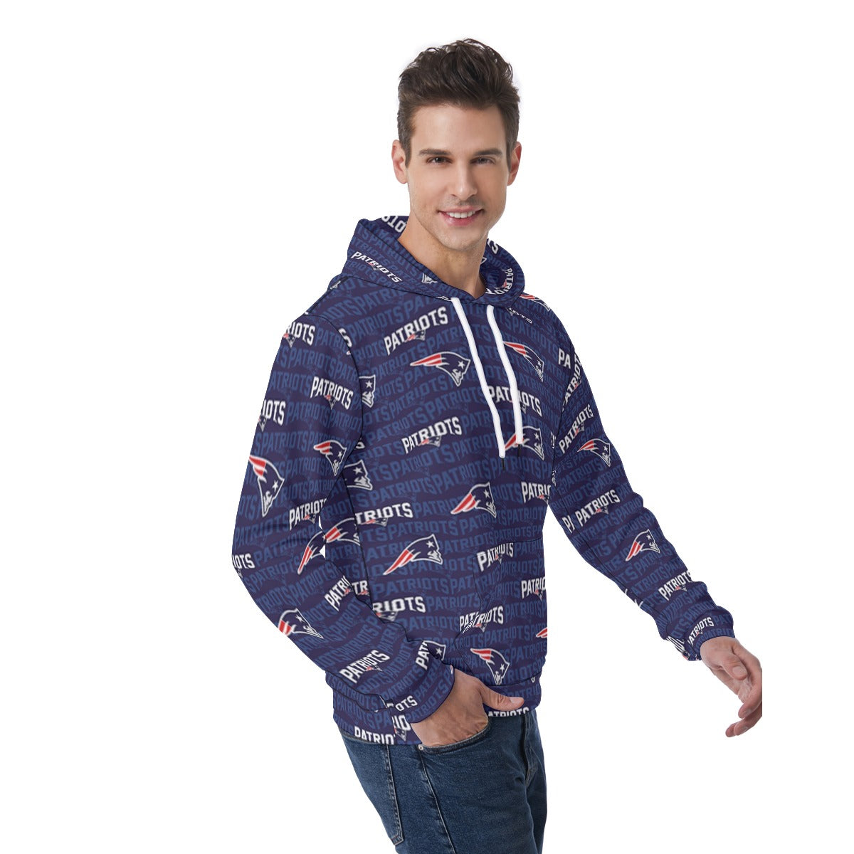 New England Football Game Day All-Over Print Men's Hoodie With Double-side Print Hood