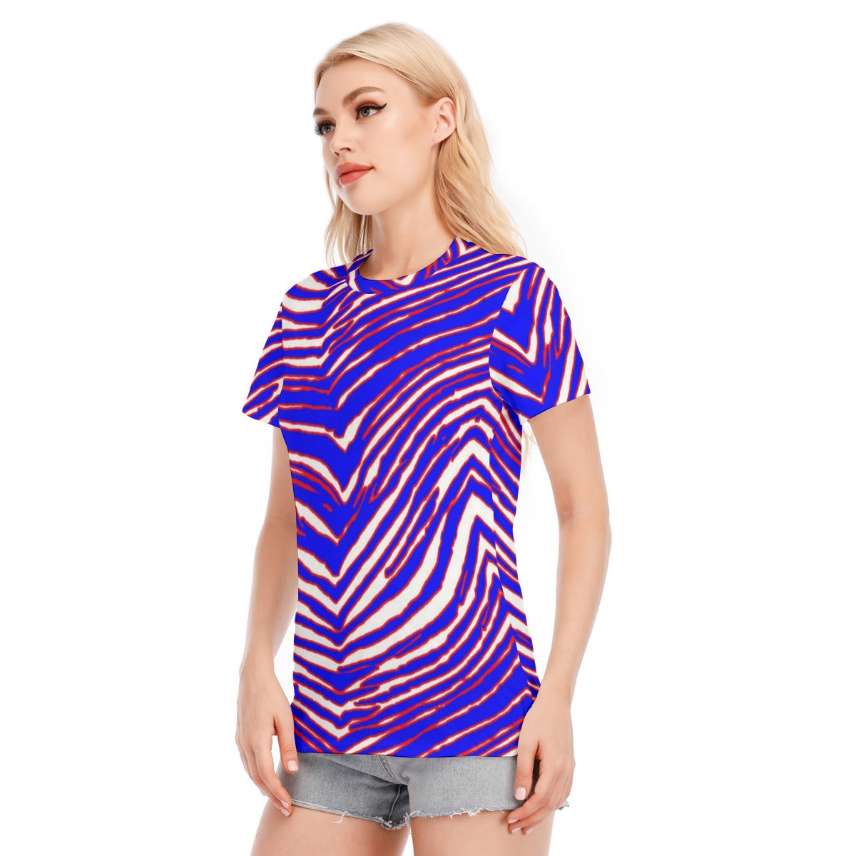 Buffalo Bills Zubaz Women's Round Neck T-Shirt | 190GSM Cotton