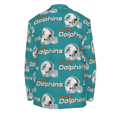 Miami Football Game Day All-Over Print Men's Casual Flat Lapel Collar Blazer