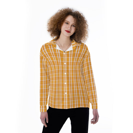 Tennessee Tartan Plaid Volunteers Orange Women's Satin Shirt