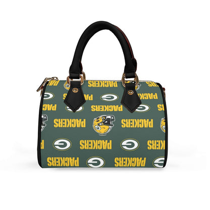 Green Bay Football Game Day Classic Barrel-Shaped PU Leather Handbag