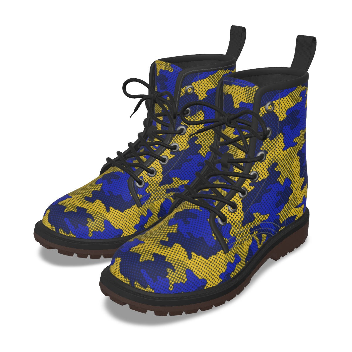Urban Legend West Virginia Blue and Gold Camo Martin Short Boots – Mountaineers-Inspired Streetwear