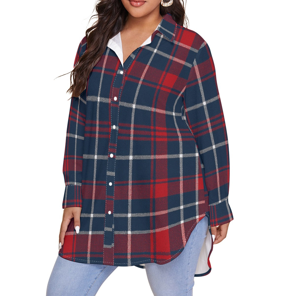 Arizona - Wildcats tartan plaid  Women's Shirt With Long Sleeve(Plus Size)