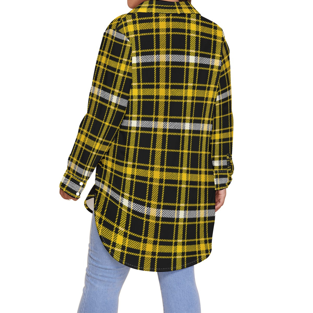 Missouri Tartan Plaid Tigers Women's Shirt With Long Sleeve(Plus Size)