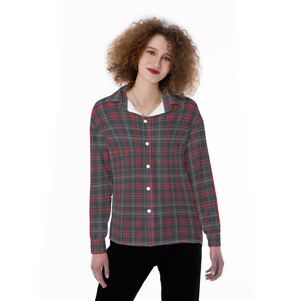 New Mexico Tartan Plaid Lobos Women's Satin Shirt