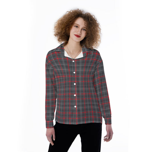 New Mexico Tartan Plaid Lobos Women's Satin Shirt