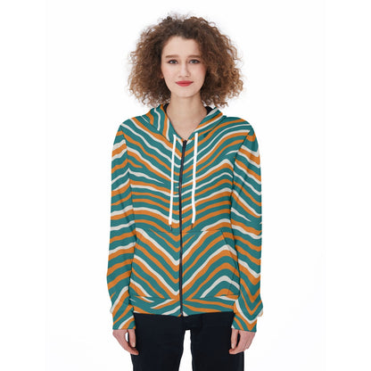 Miami Football Game Day All-Over Print Women's Zip Up Hoodie