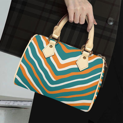 Miami Football Game Day Classic Barrel-Shaped PU Leather Handbag