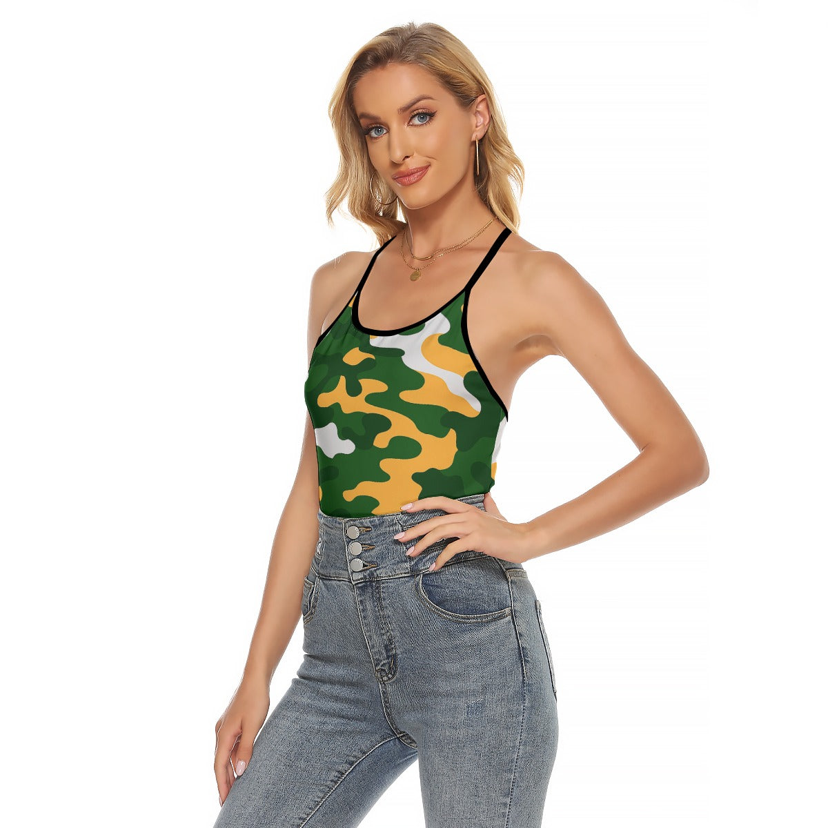 Green Bay Football Game Day All-Over Print Women's Criss-Cross Open Back Tank Top
