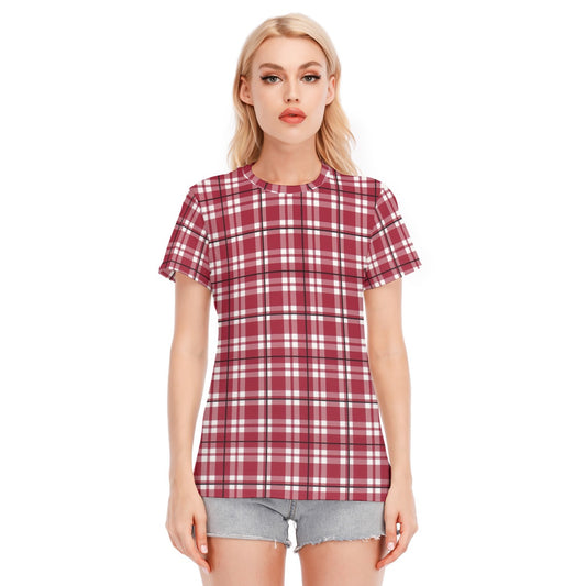 Alabama Tartan plaid Women's Round Neck T-Shirt | 190GSM Cotton
