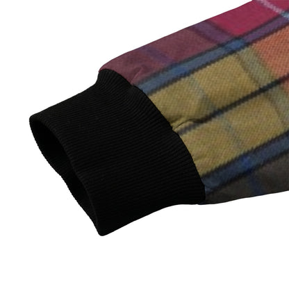 Buchanan – orange yellow blue colorful tartan Fleece Bomber Jacket