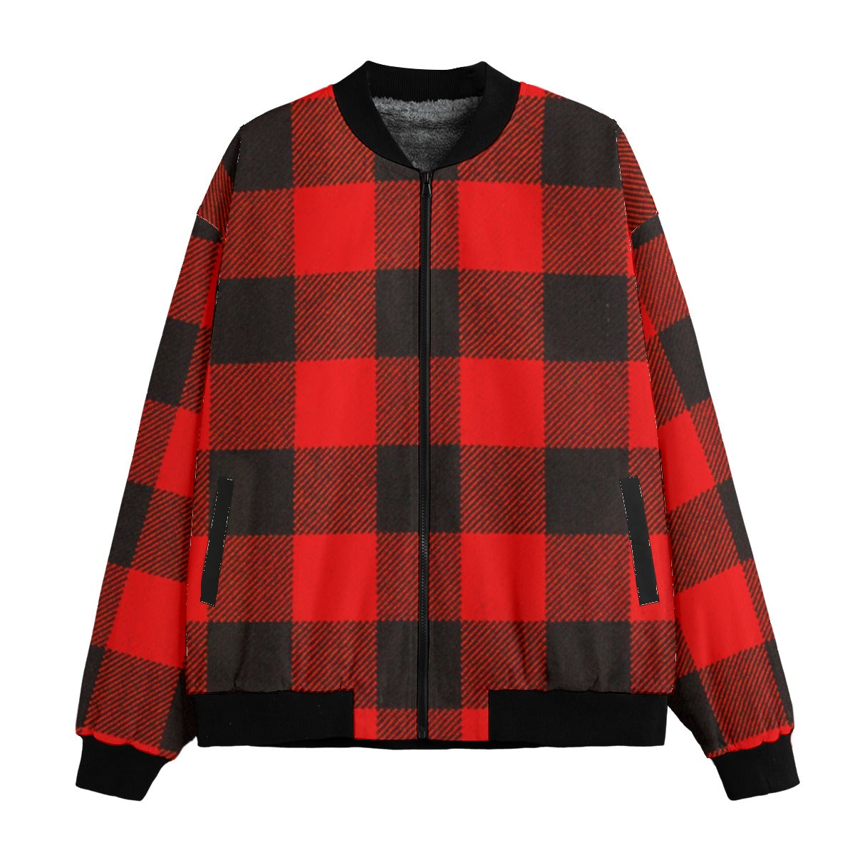 Red and black checkered jacket on a white background