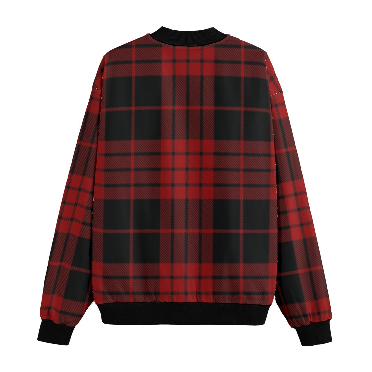 Wallace – black and red with strong contrast tartan Fleece Bomber Jacket