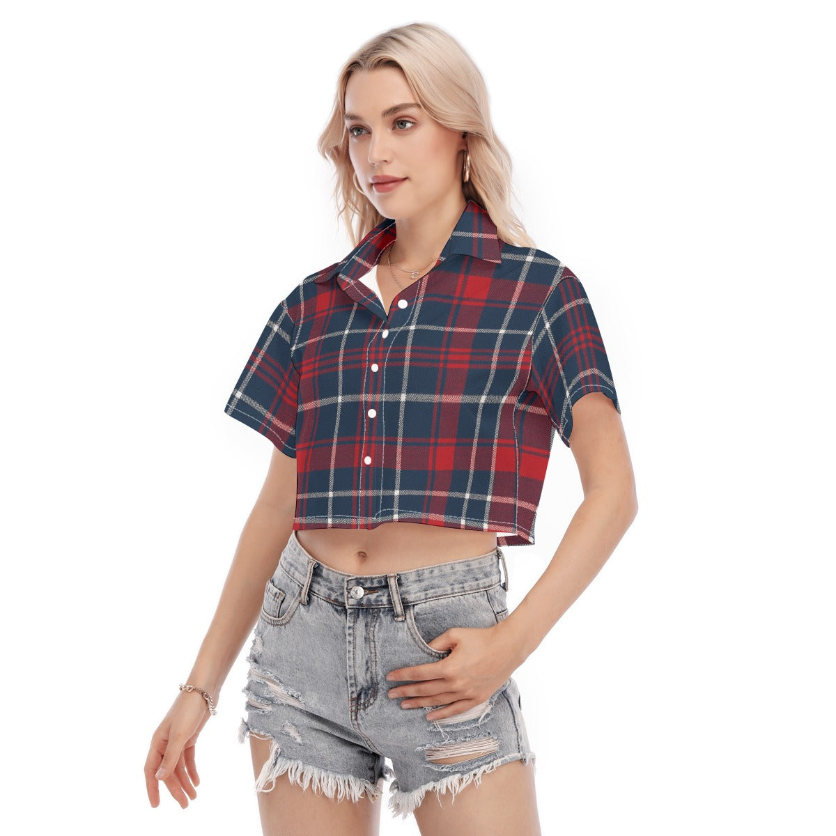 Arizona - Wildcats tartan plaid  Women's Cropped Shirt