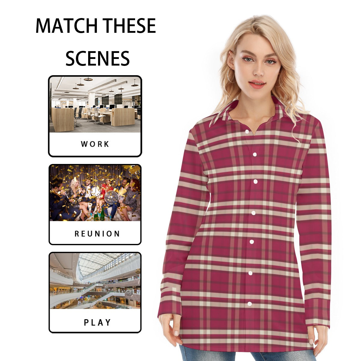 Indiana Tartan Plaid Bloomington Hoosiers Women's Long Shirt