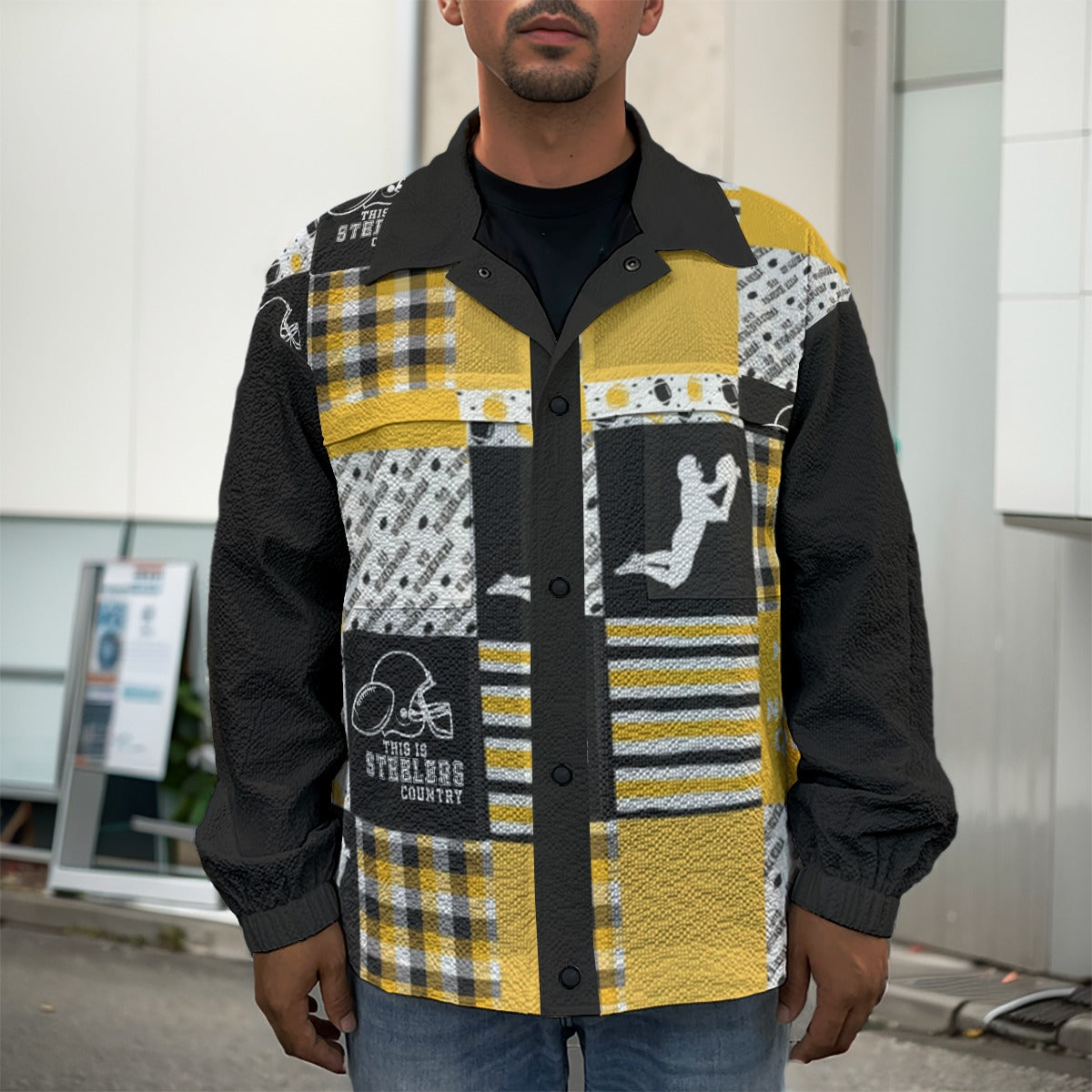 All-Over Print Men's Casual Lapel Jacket