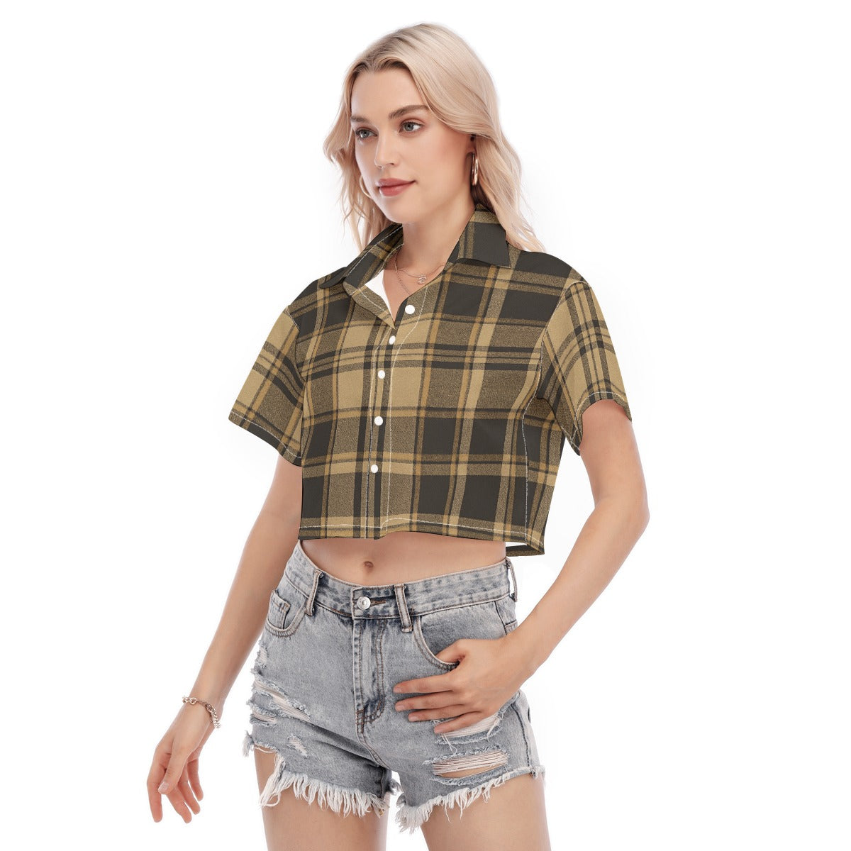 Colorado Tartan Plaidv Women's Cropped Shirt