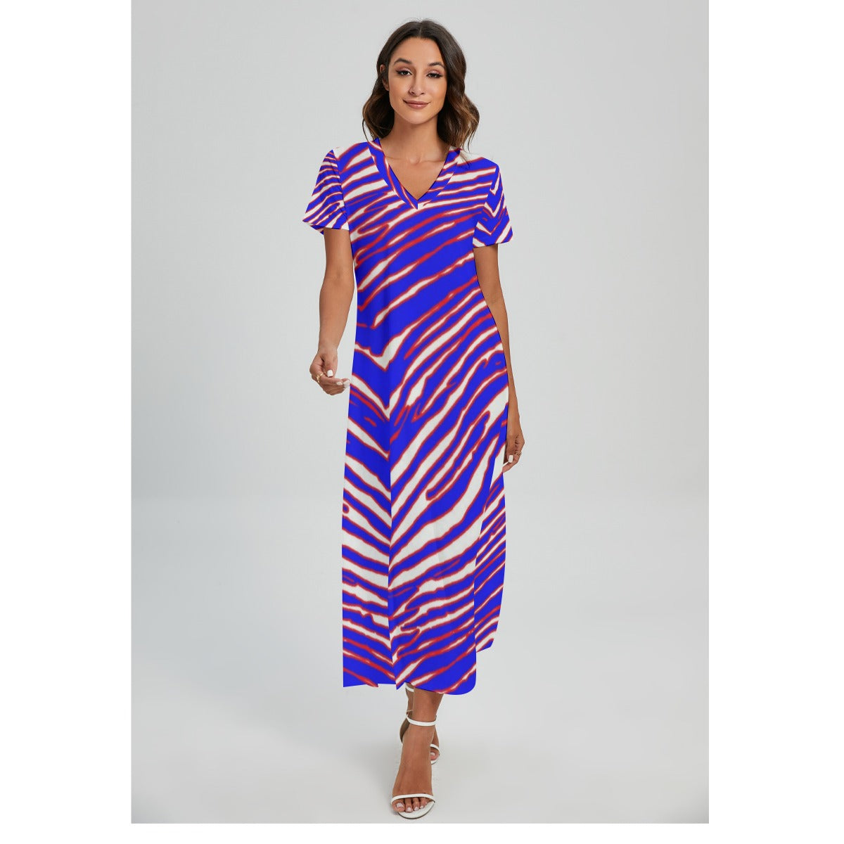 Buffalo Bills Zubaz Women's V-neck Dress With Side Slit