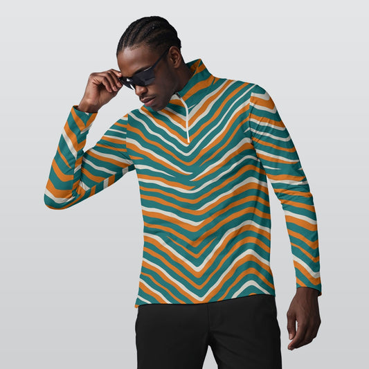 Miami Football Game Day All-Over Print Men's Sports Collar Jersey With Long Sleeve