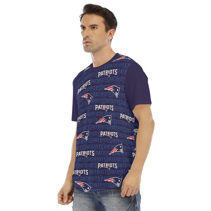 New England Football Game Day All-Over Print Men's Short Sleeve Rounded Hem T-shirt