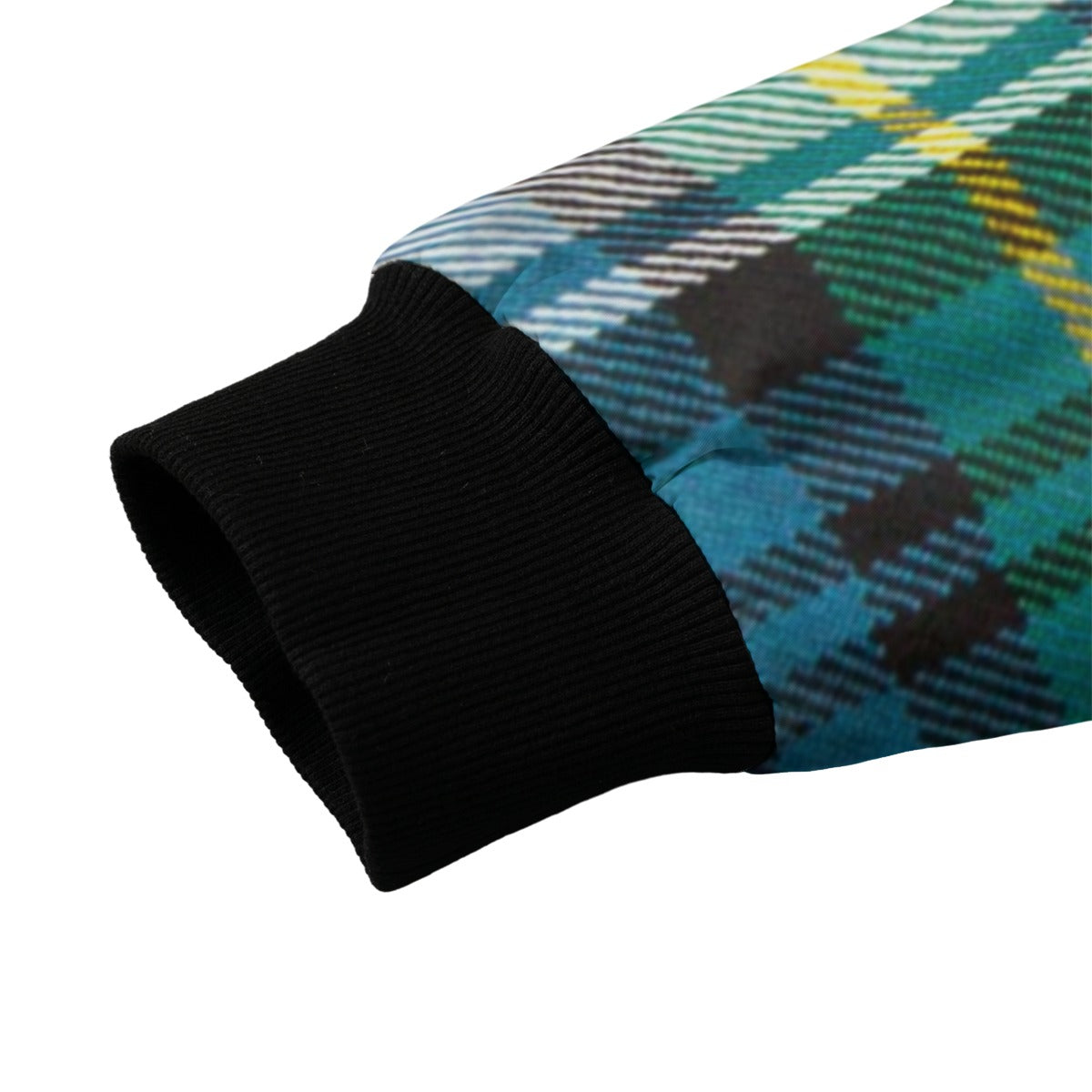 Gordon Dress tartan white green blue yellow stripes Fleece Bomber Jacket
