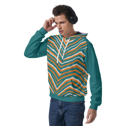 Miami Football Game Day All-Over Print Men's Raglan Pullover Hoodie