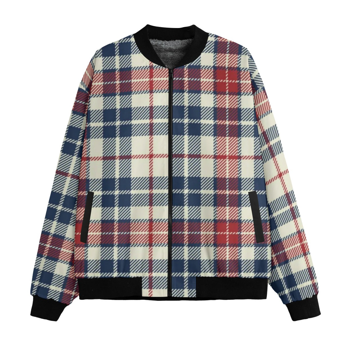 Urban Legend Tartan Plaid Fleece Bomber Jacket