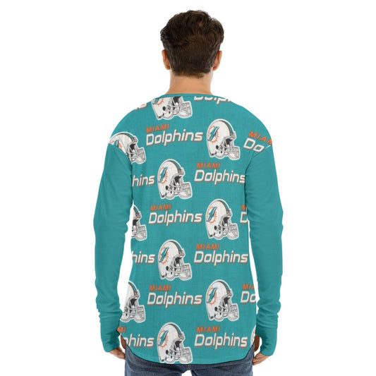 Miami Football Game Day All-Over Print Men's Fingerless Long Sleeve T-shirt