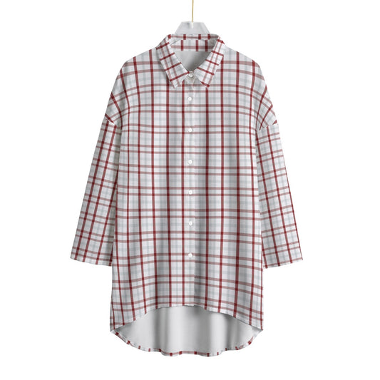 Indiana Tartan Plaid Bloomington  Hoosiers Women's Chiffon Shirt With Elbow Sleeve