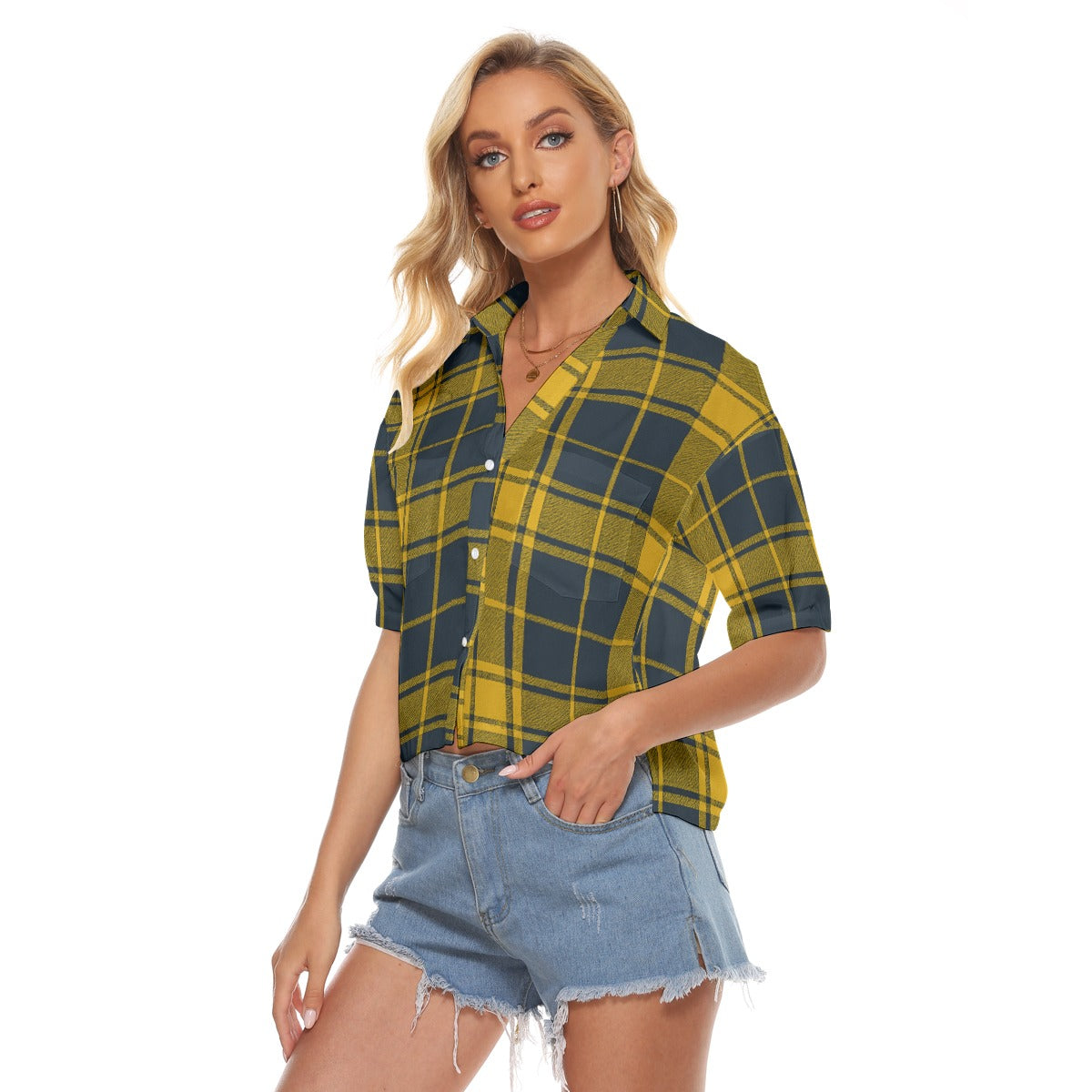 Urban Legend Michigan Wolverines Tartan Plaid Women's V-Neck Shirt – Maize and Blue College Streetwe
