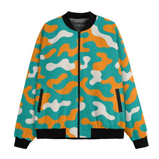 Miami Dolphins Camo Fleece Bomber Jacket – Aqua, Orange and White NFL Streetwear
