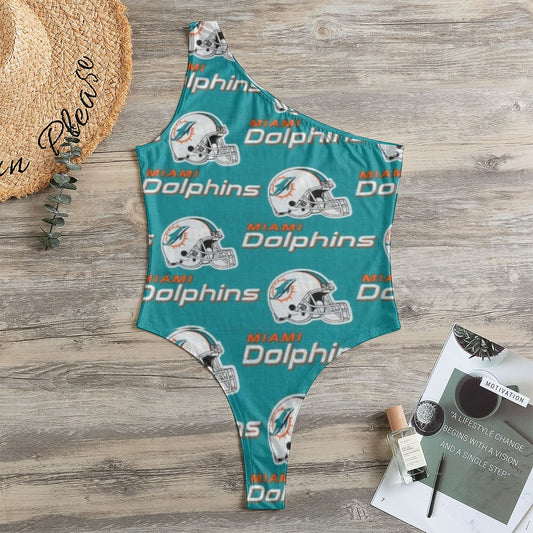 Miami Football Game Day All-Over Print Women's One-Shoulder Bodysuit