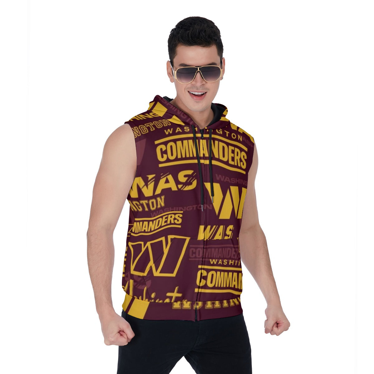 Washington Commanders Men's Zipper-Up Sleeveless Hoodie