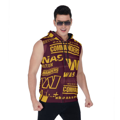 Washington Commanders Men's Zipper-Up Sleeveless Hoodie