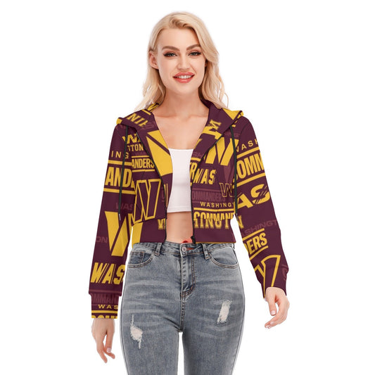 Washington Commanders Women's Crop Top Hoodie With Zipper Closure